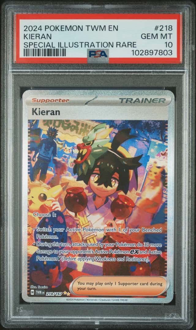 Pokemon 2024 Twilight Masquerade Kieran 218/167 SIR Holo PSA 10 English
