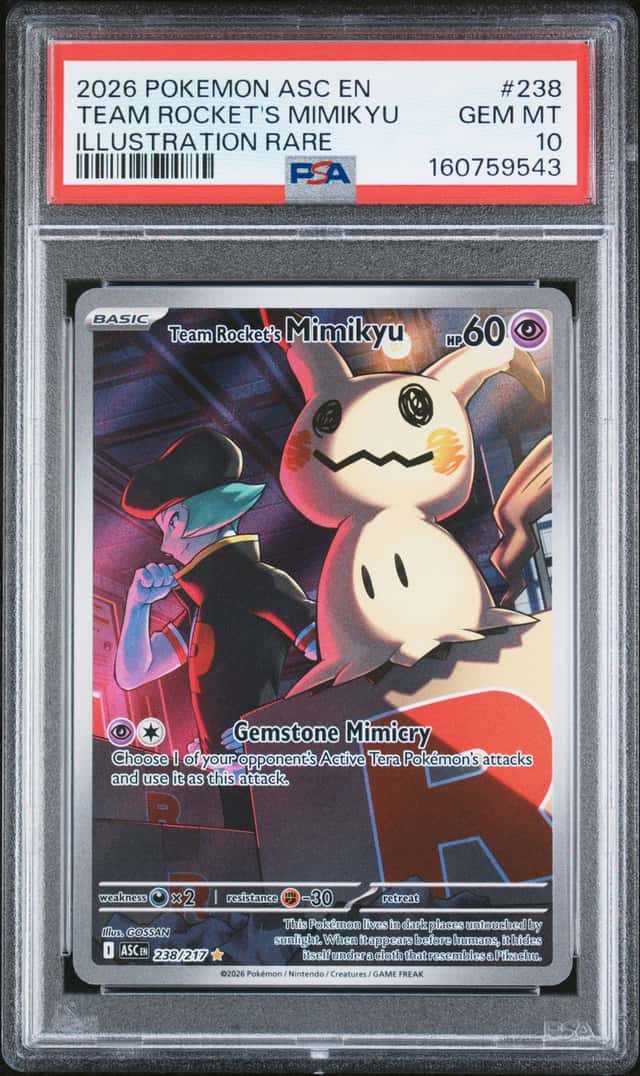 2026 Pokemon ASC EN Illustration Rare #238 Team Rocket's Mimikyu PSA 10