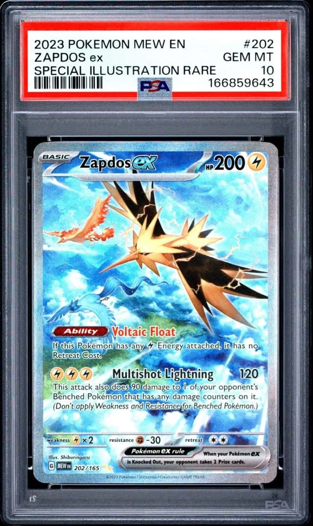 2023 POKEMON MEW EN-151 SPECIAL ILLUSTRATION RARE #202 ZAPDOS EX PSA 10
