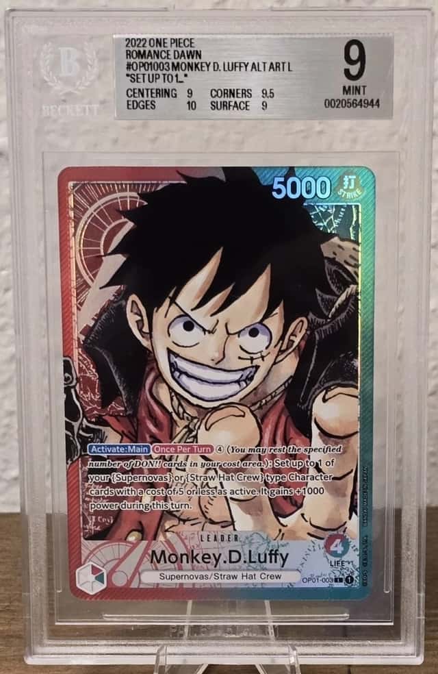 2022 One Piece OP-01 Alternate Art #003 Monkey D. Luffy BGS 9 Set Up To 1