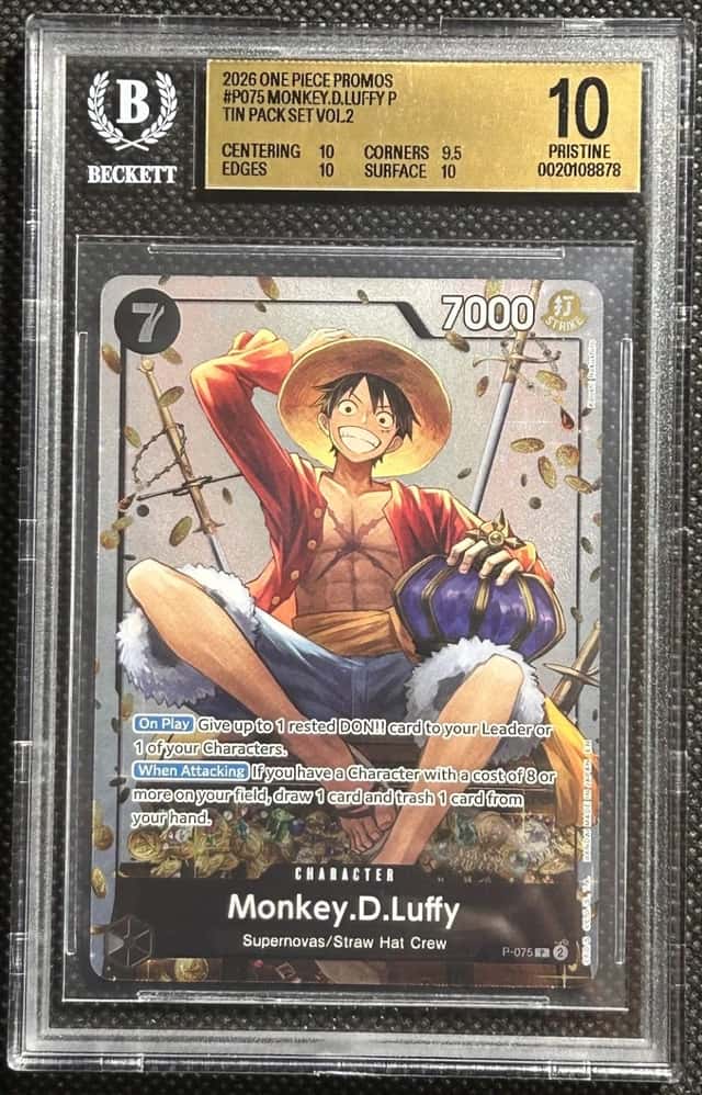One Piece Card Game Monkey D. Luffy P-075 Tin Pack Set Vol.2 Promo Foil BGS 10