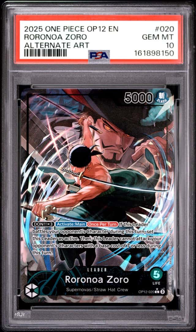 Roronoa Zoro 2025 One Piece OP12 - Alternat Art - Leader - #020 PSA 10 