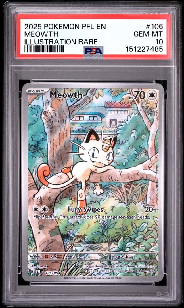 2025 Pokemon Mega Evolution Phantasmal Flames IR Meowth #106 PSA 10 GEM MINT