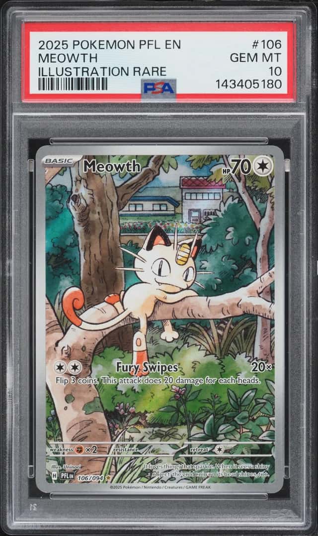 2025 Pokemon Mega Evolution Phantasmal Flames IR Meowth #106 PSA 10 GEM MINT