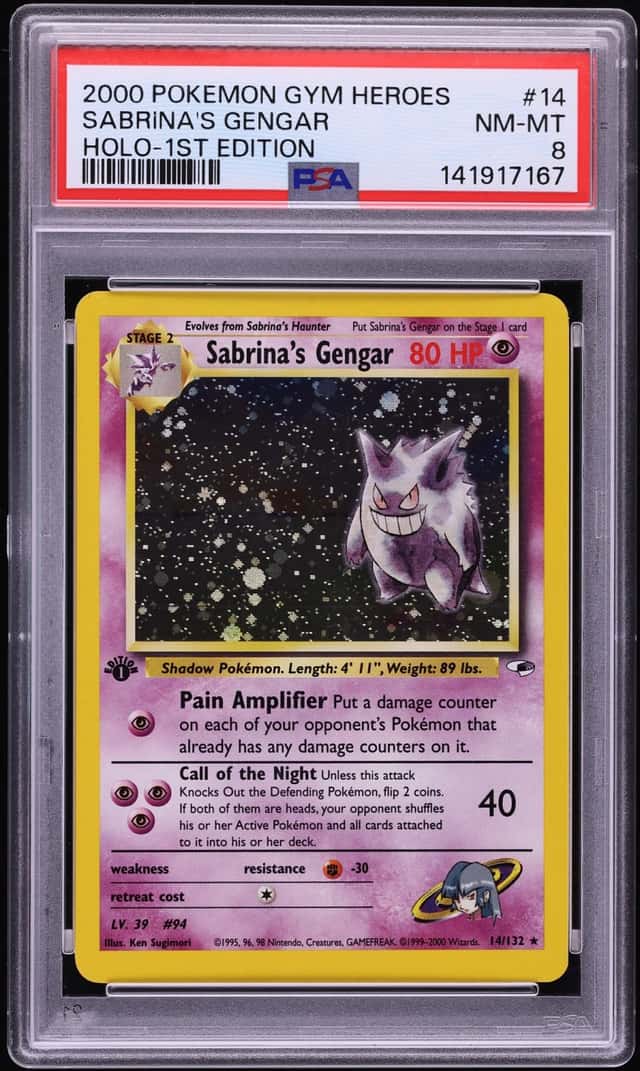 2000 Pokemon Gym Heroes 1st Edition Holo Sabrina's Gengar #14 PSA 8 NM-MT