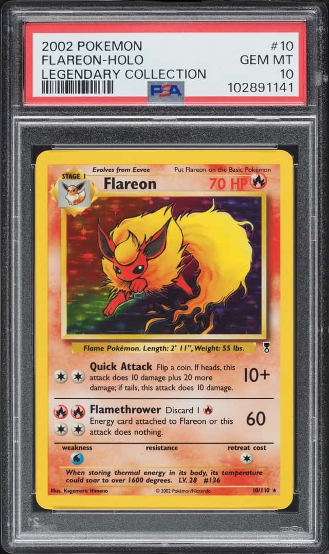 2002 Pokemon Legendary Collection Holo Flareon #10 PSA 10 GEM MINT