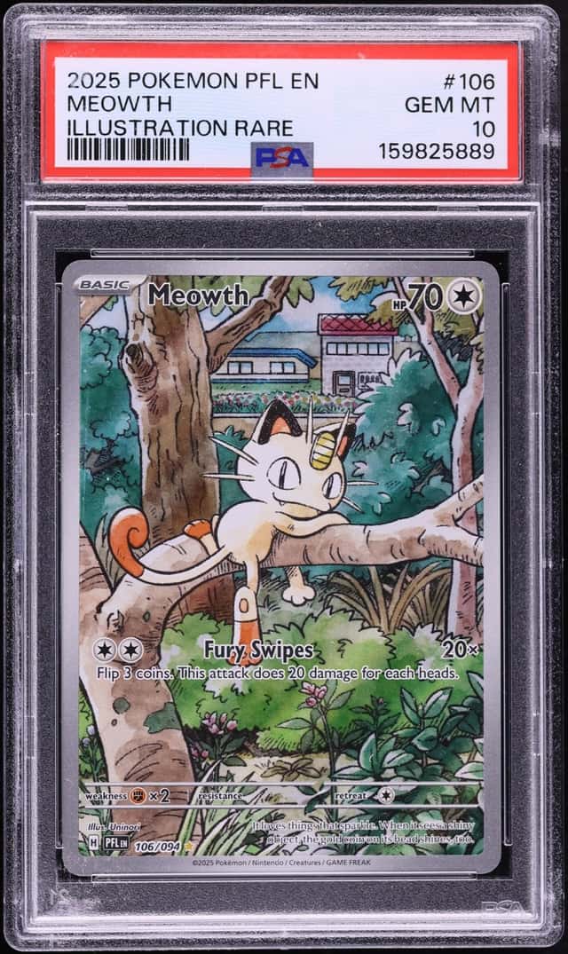 2025 Pokemon Mega Evolution Phantasmal Flames IR Meowth #106 PSA 10 GEM MINT
