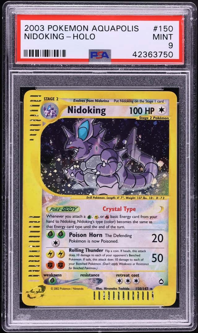 2003 Pokemon Aquapolis Holo Crystal Nidoking #150 PSA 9 MINT