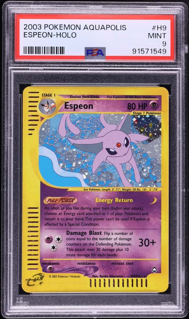 2003 Pokemon Aquapolis Holo Espeon #H9 PSA 9 MINT