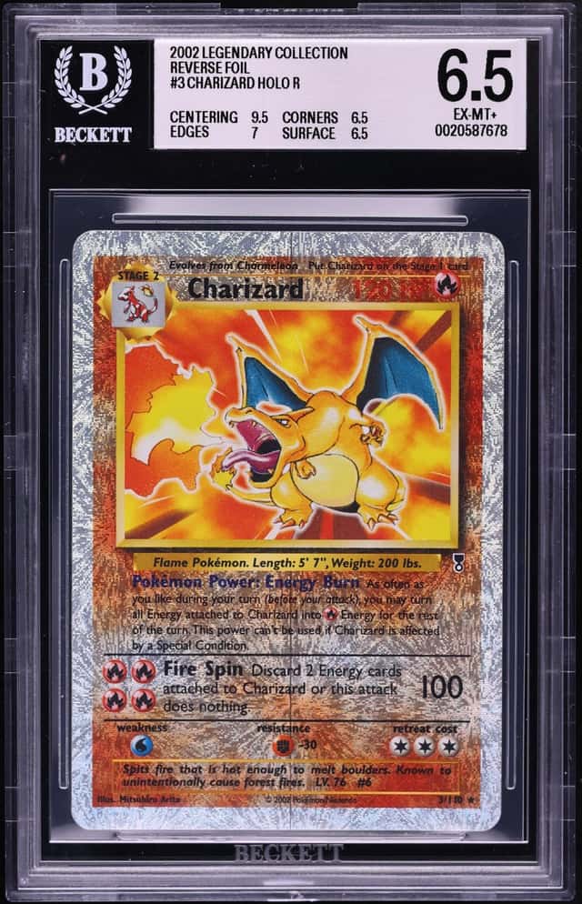 2002 Pokemon Legendary Collection Reverse Holo Charizard #3 BGS 6.5 EXMT+