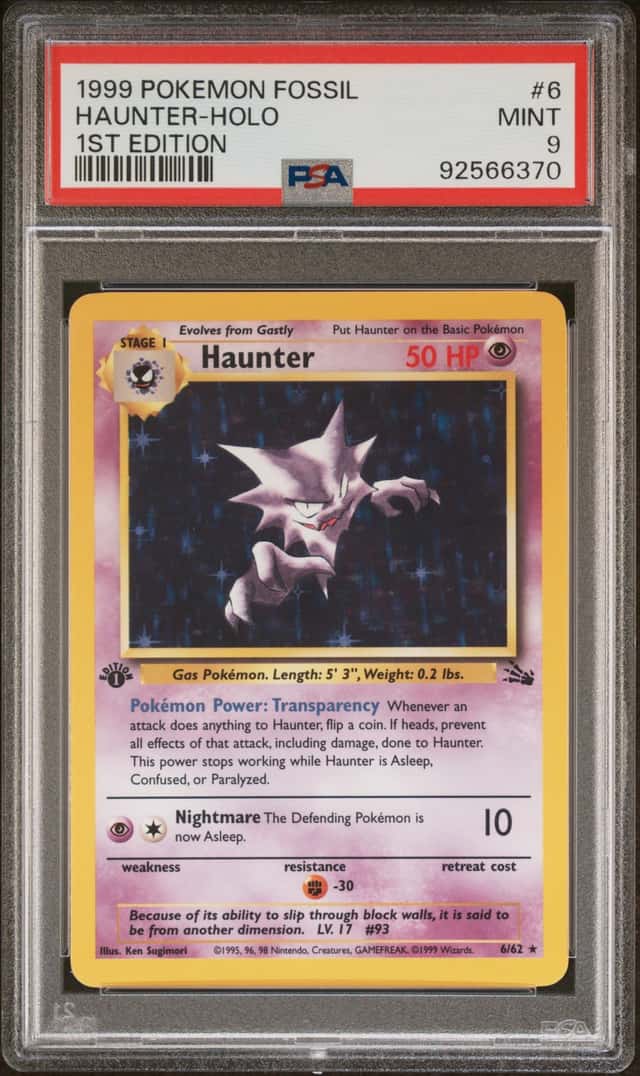 1999 Pokemon Fossil 1st Edition Holo Haunter #6 PSA 9 MINT