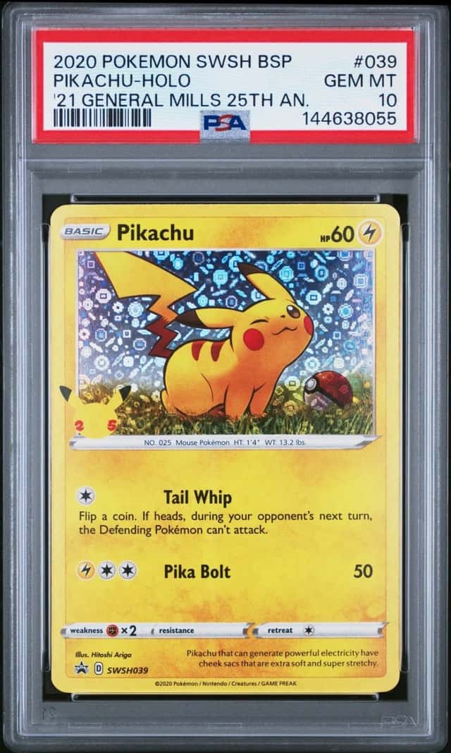 2020 POKEMON SWSH GENERAL MILLS 25TH ANNIVERSARY PIKACHU-HOLO PSA 10