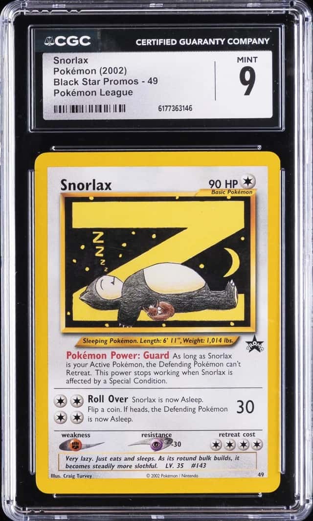 2002 POKEMON LEAGUE #49 BLACK STAR PROMOS SNORLAX CGC 9