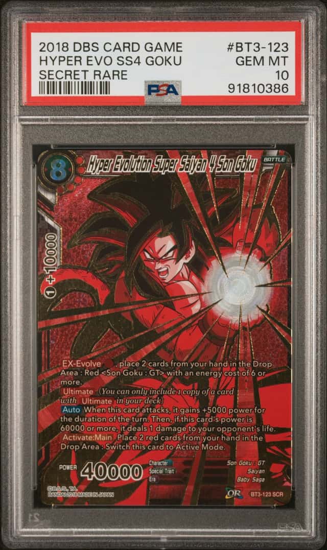 Dragon Ball Hyper Evolution Super Saiyan 4 Son Goku BT3-123 Secret Rare PSA 10