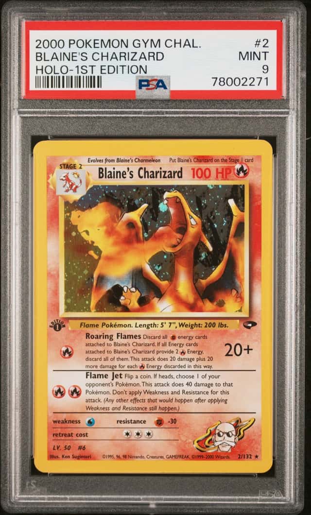Pokemon Blaine's Charizard Gym Challenge 2/132 Holo 1st Edition PSA 9 Mint