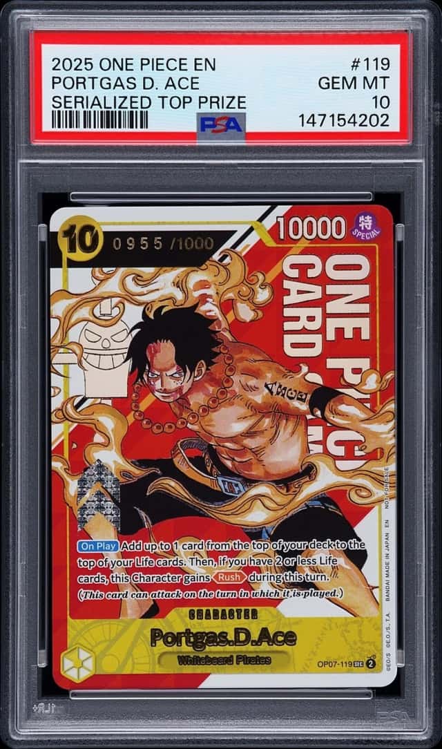 One Piece Portgas D. Ace 119 Official Event Serialized /1000 Top Prize PSA 10