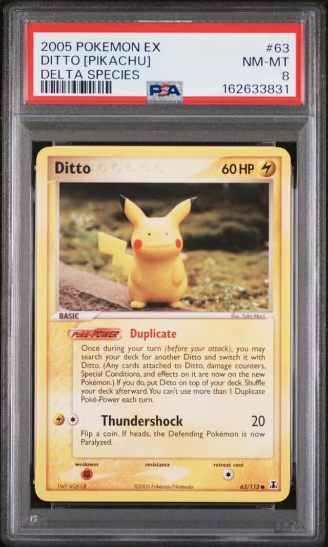 2005 POKEMON EX DELTA SPECIES #63 DITTO [PIKACHU] PSA 8