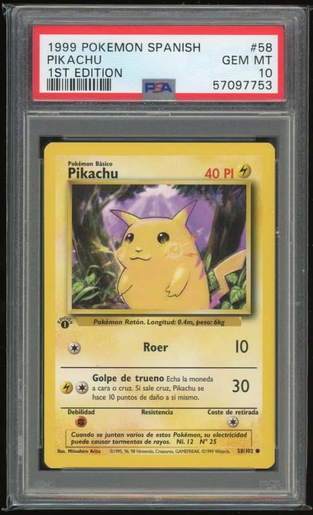 1999 Pokémon Spanish Pikachu 1st Edition #58 PSA 10 Pop 67