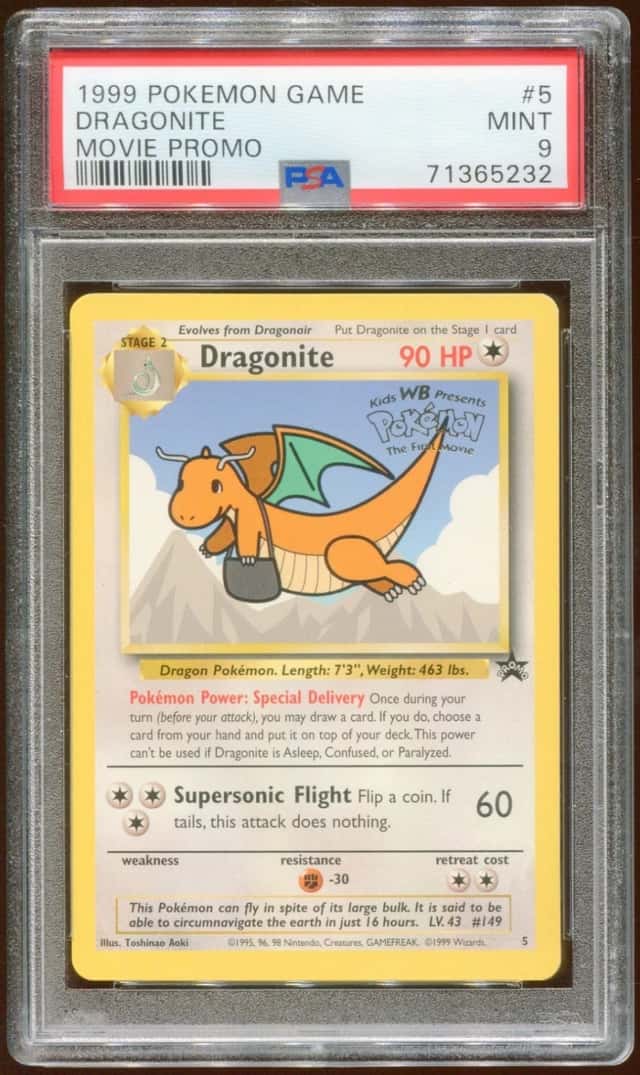 1999 POKEMON MOVIE PROMO DRAGONITE #5 NON HOLO RARE WOTC STAMPED PSA 9 A E8