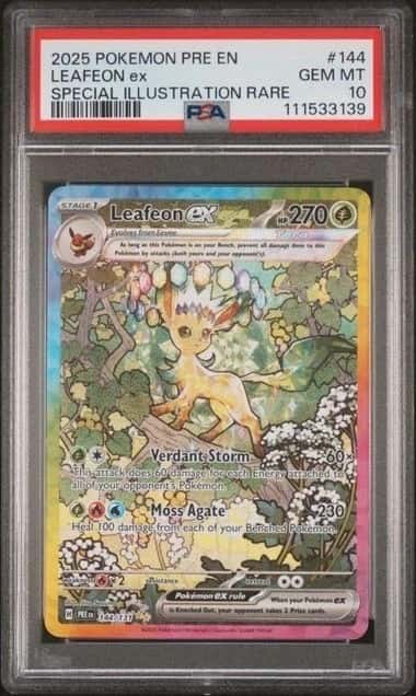 POKEMON LEAFEON ex 2025 PRISMATIC EVOLUTIONS #144 SPECIAL ILL RARE PSA 10