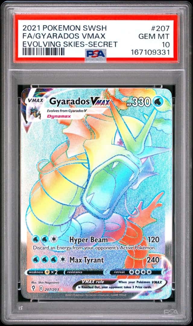 2021 POKEMON SWORD & SHIELD EVOLVING SKIES SECRET FULL ART/GYARADOS VMAX PSA 10