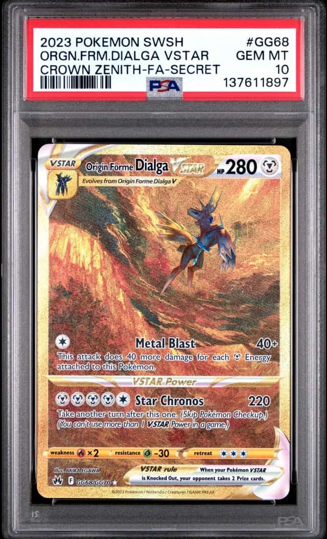 POKEMON SWORD & SHIELD CROWN ZENITH FULL ART/ORIGIN FORME DIALGA VSTAR PSA 10