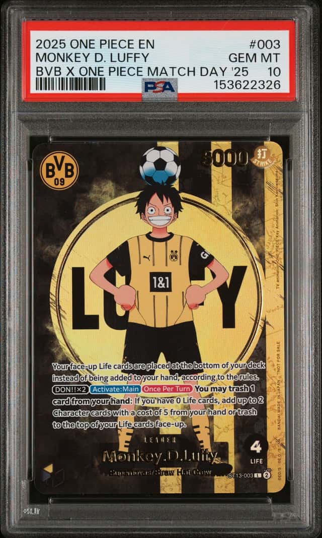 2025 One Piece BVB X One Piece Match Day Monkey D Luffy #003 PSA 10 GEM MT