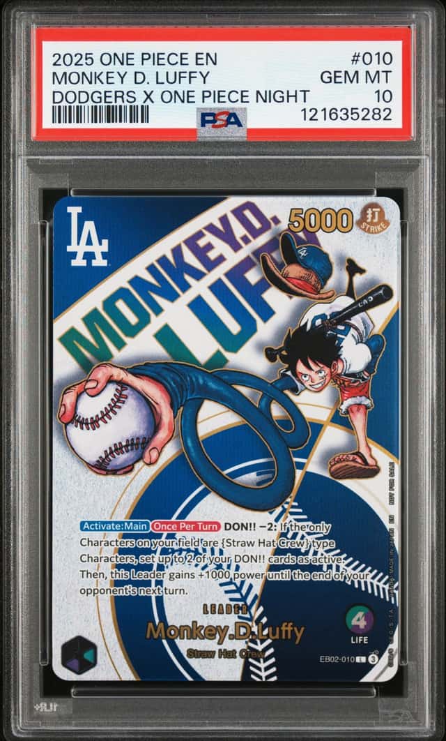 2025 ONE PIECE MONKEY D. LUFFY DODGERS X ONE PIECE NIGHT PROMOS #010 PSA 10