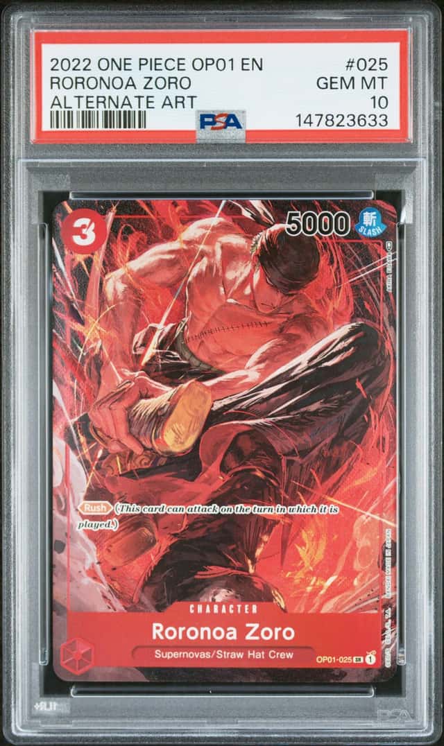 2022 One Piece OP01 EN #025 Roronoa Zoro Alternate Art PSA 10 GEM MINT