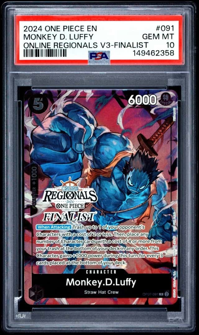 One Piece Monkey D. Luffy Online Regionals Pk. 2024 Vol.3 091 Finalist PSA 10