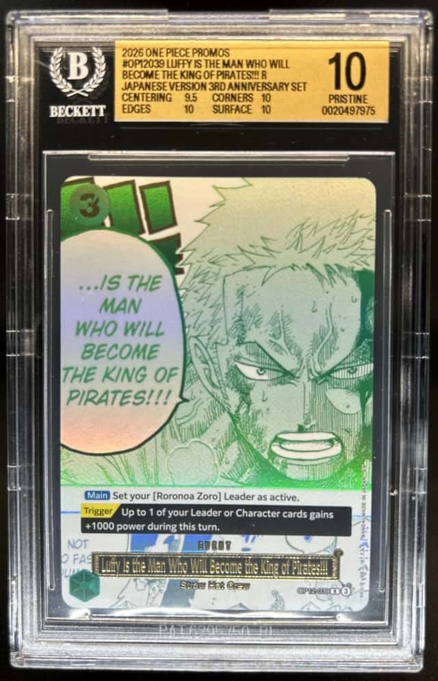 2026 One Piece 3rd Anniv Japanese Luffy Become King Pirates #OP12-039 BGS 10