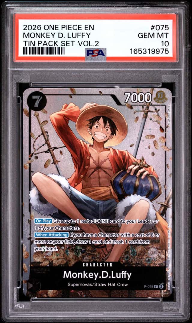2026 ONE PIECE PROMOS TIN PACK SET VOL.2 #075 MONKEY D. LUFFY PSA 10