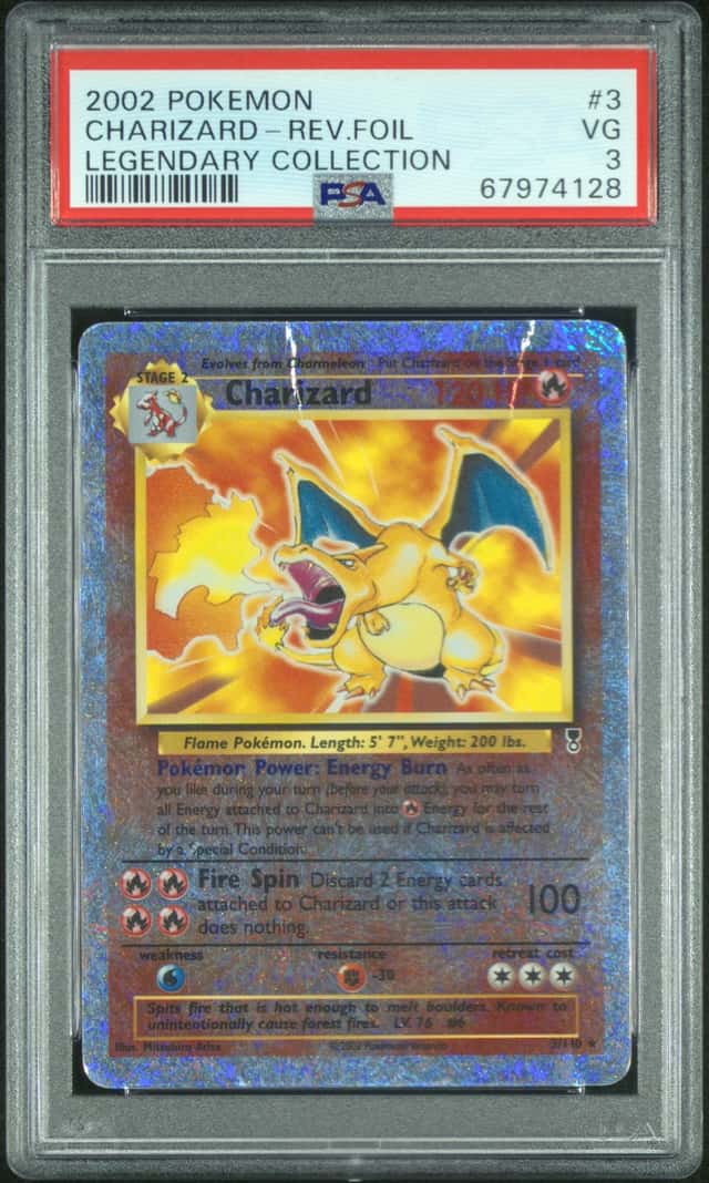 2002 Pokemon Legendary Collection #3 Charizard Reverse Holo Foil PSA 3 VG