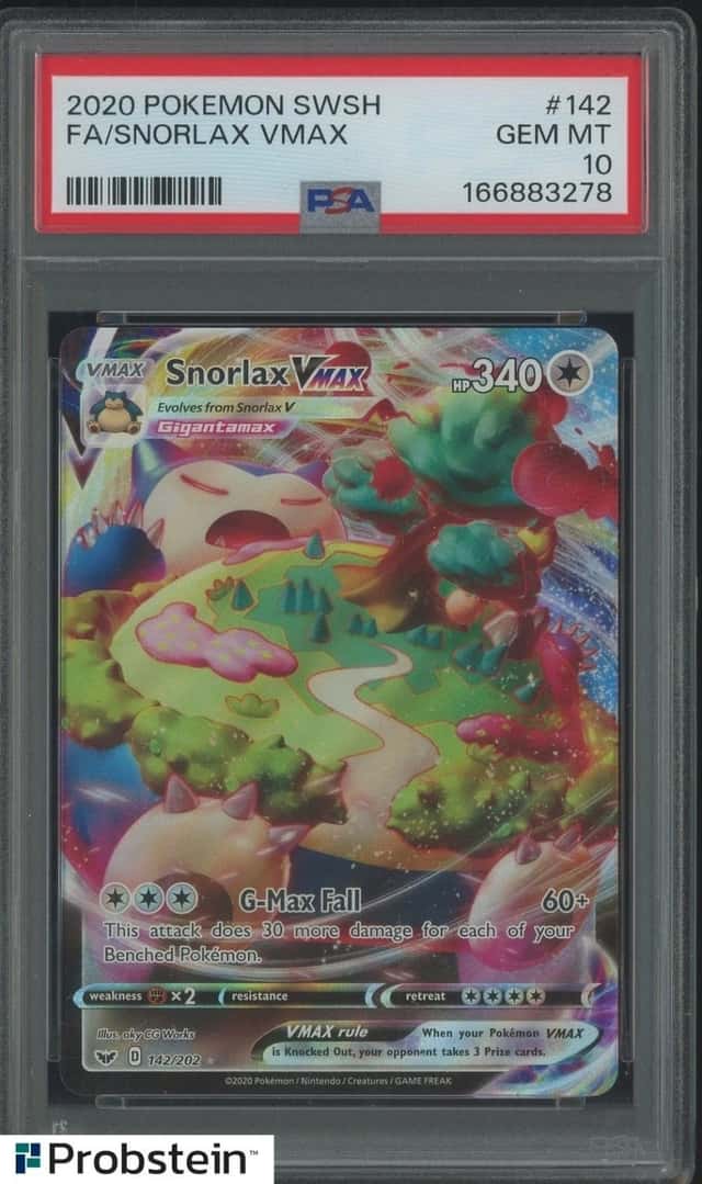 2020 POKEMON SWORD & SHIELD #142 FA/SNORLAX VMAX PSA 10 GEM MINT