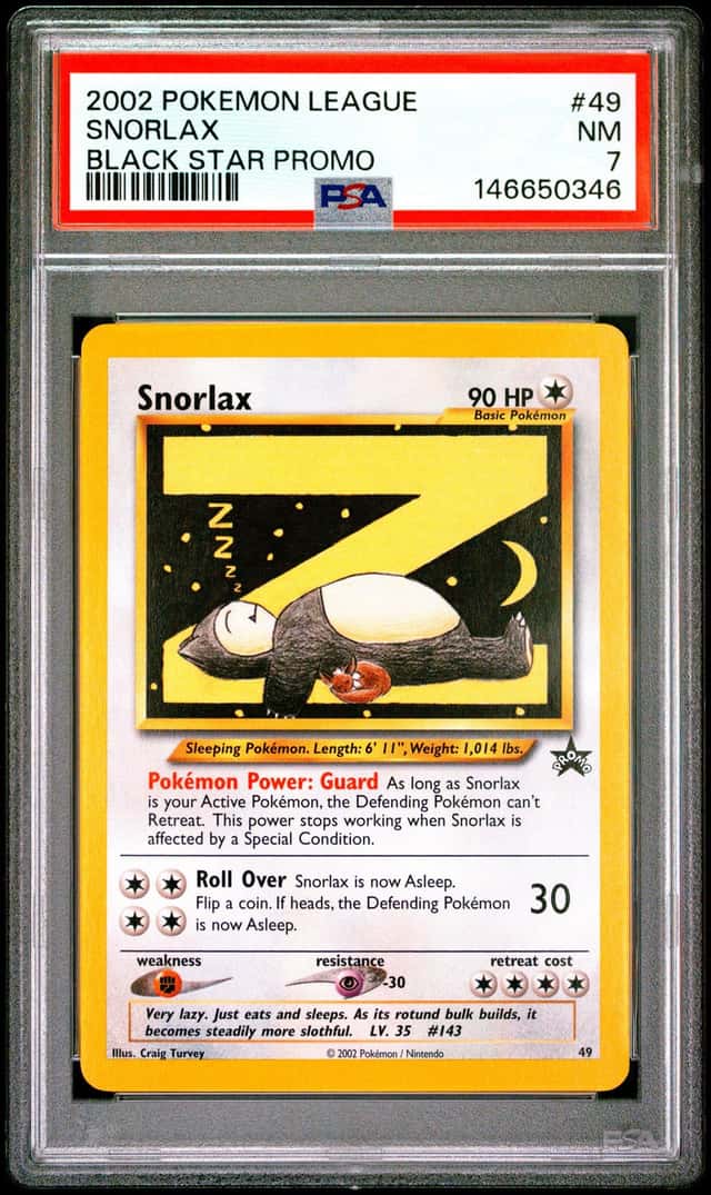 2002 POKEMON LEAGUE PROMO BLACK STAR #49 SNORLAX PSA 7 #49
