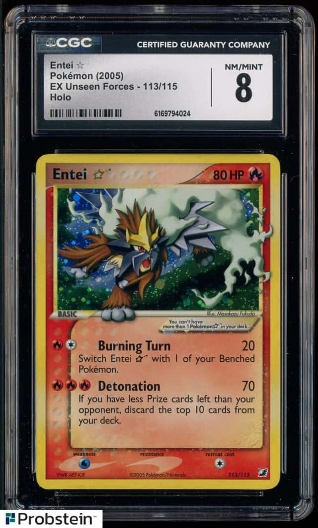 2005 Pokemon Ex Unseen Forces #113 Entei Gold Star Holo R CGC 8 NM-MT