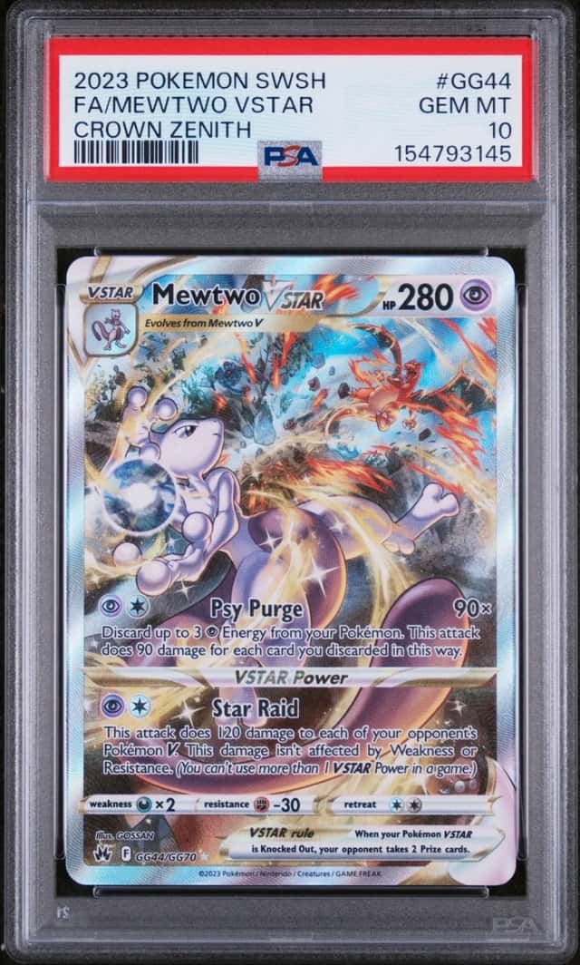 2023 POKEMON SWORD & SHIELD CROWN ZENITH #GG44 FULL ART/MEWTWO VSTAR PSA 10