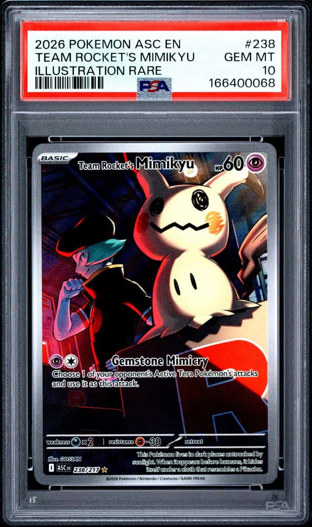 2026 POKEMON ASCENDED HEROES ILLUSTRATION RARE #238 TEAM ROCKET'S MIMIKYU PSA 10