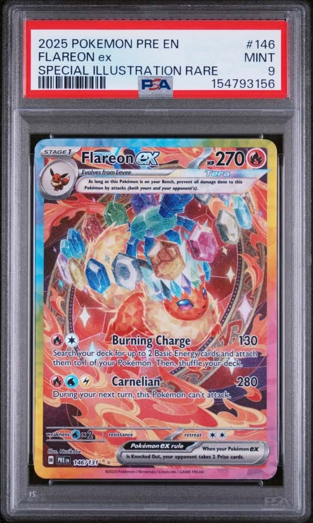 2025 POKEMON PRISMATIC EVOLUTIONS SPECIAL ILLUSTRATION RARE FLAREON EX PSA 9