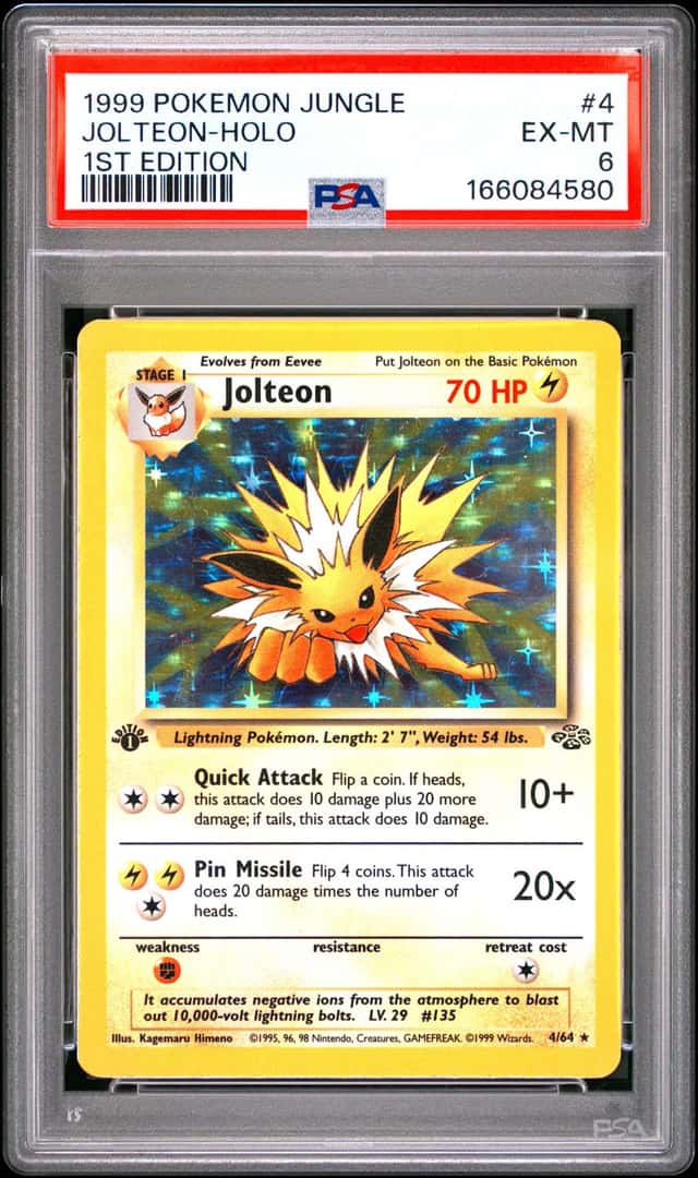 1999 POKEMON JUNGLE 1ST EDITION #4 JOLTEON-HOLO PSA 6