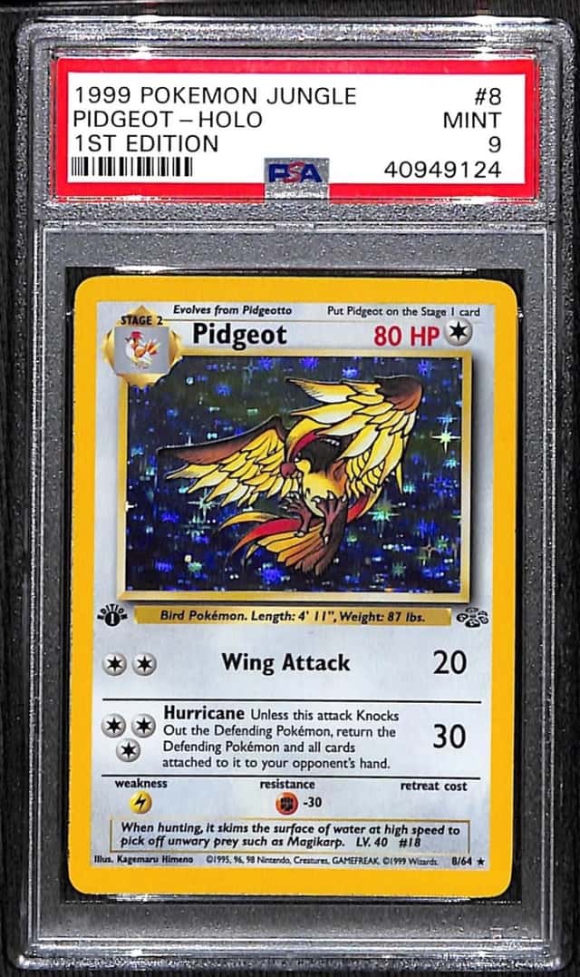 1999 Pokémon Pidgeot - Holo, 1st Edition Jungle #8/64, PSA 9 Mint