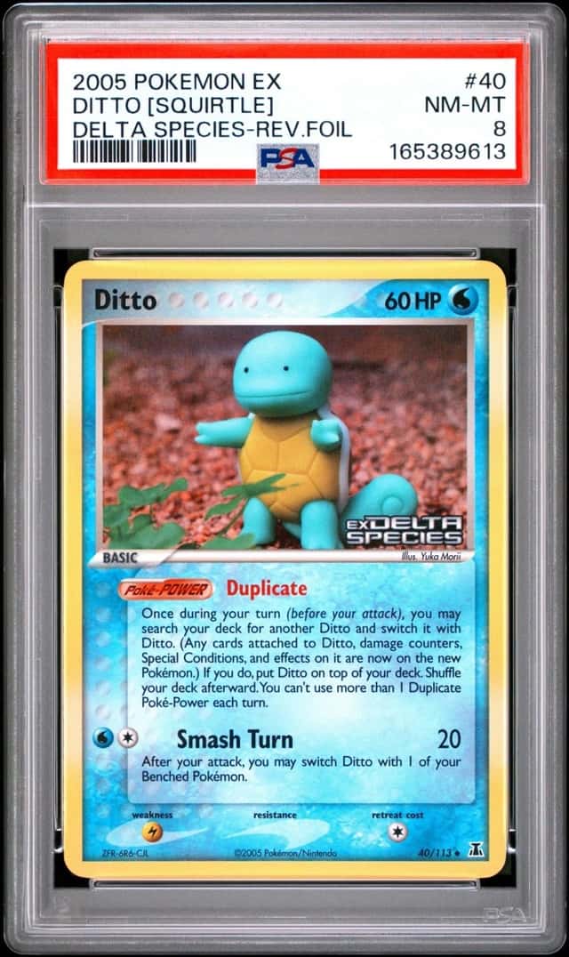 Pokemon Ditto [Squirtle] Reverse Holo EX Delta Species 40/113 PSA 8