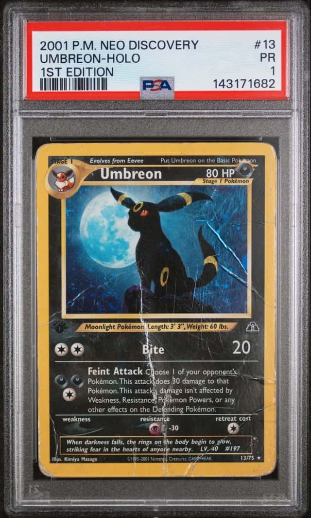 Pokemon Umbreon Holo Neo Discovery 13/75 1st Edition PSA 1
