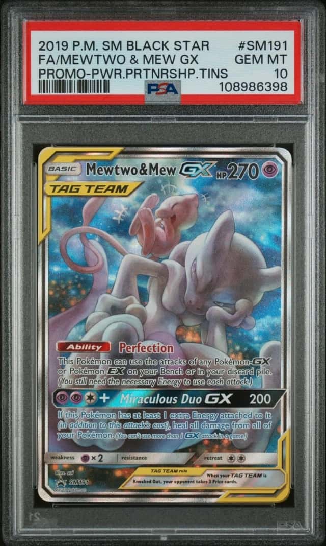 2019 Pokemon SM BSP #SM191 FA/Mewtwo & Mew GX PSA 10 GEM MINT
