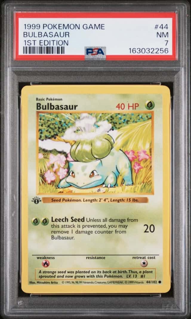 1999 POKEMON BASE SET 1ST EDITION #44 BULBASAUR PSA 7