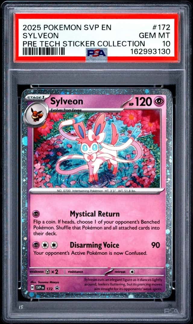 2025 POKEMON SVP PROMO TECH STICKER COLLECTION #172 SYLVEON PSA 10