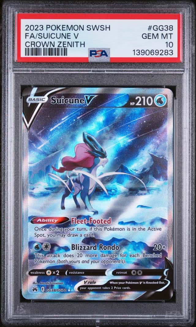 2023 POKEMON SWORD AND SHIELD CROWN ZENITH #GG38 FA/SUICUNE V PSA 10