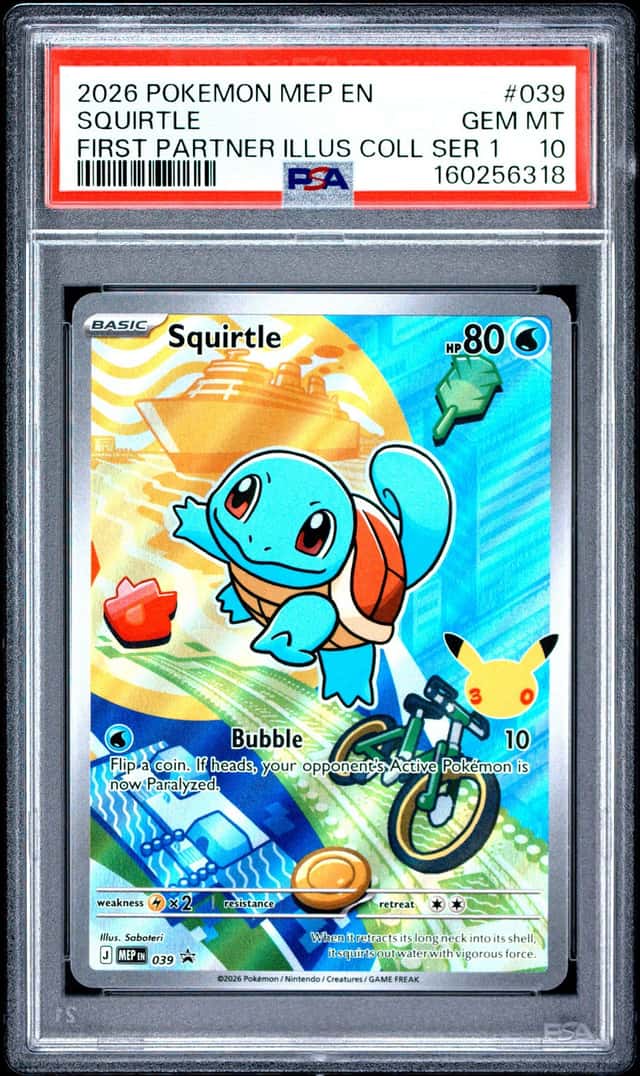 2026 POKEMON MEP EN SQUIRTLE FIRST PARTNER ILLUS COLL SER 1 #039 PSA 10