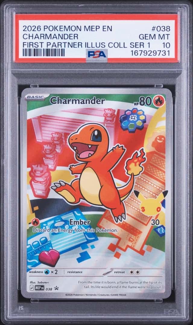 2026 POKEMON MEP FIRST PARTNER ILLUSTRATION COLLECTION #038 CHARMANDER PSA 10