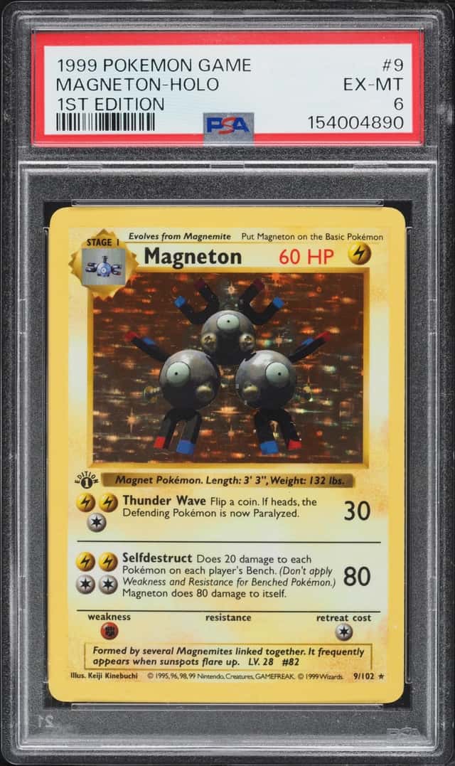 1999 Pokemon Base Set Shadowless 1st Edition Holo Magneton #9 PSA 6 EXMT